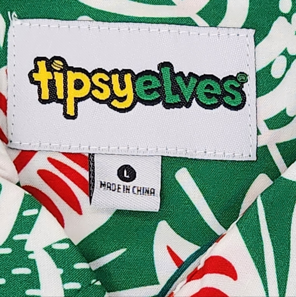 Tipsy Elves Santa Palms Lightweight Button Down Shirt. Large. - Picture 4 of 7